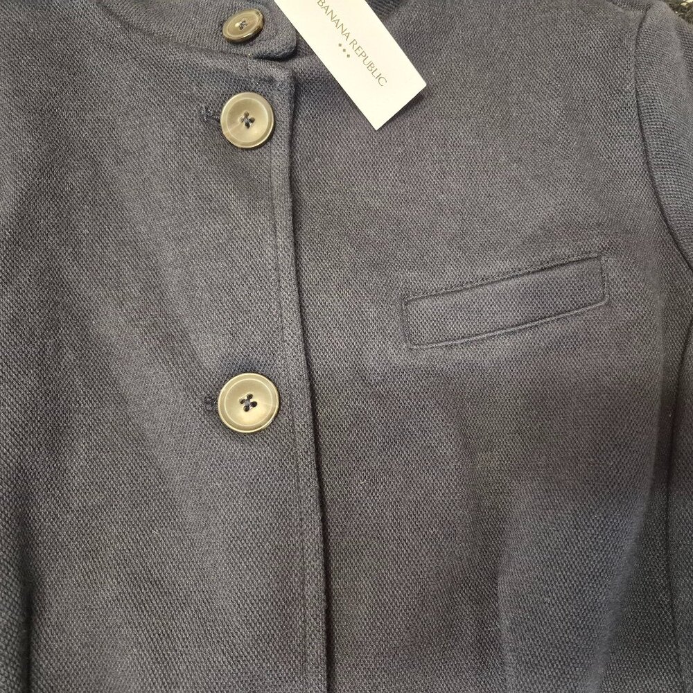 NEW Banana Republic Factory Navy Blue Knit Pique Blazer - Picture 6 of 10